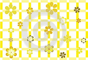 white background and yellow lines with flowers