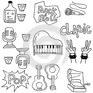 On white backgrounds music set doodles
