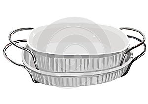 White baking dishes with handles