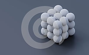 white ball shpere cube on dark background abstract 3d render illustration