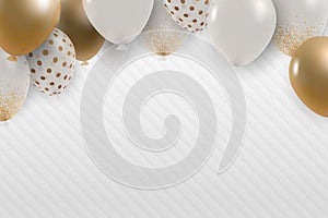 White balloons new years festive white corduroy background