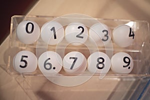 white balls for the game of lottery