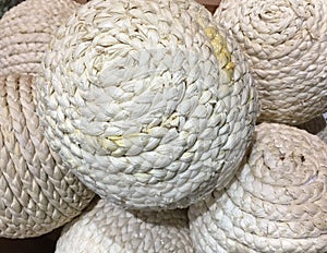 White balls made of woven rope