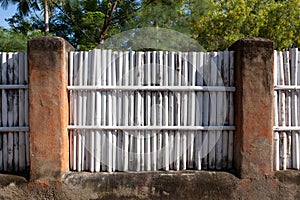 White bamboo fence