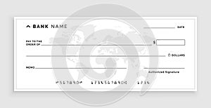 white bank check cheque voucher mockup with world amp