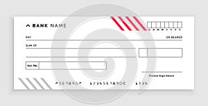 white bank cheque, check paper template design