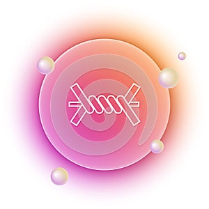 White Barbed wire icon isolated on white background. Orange and pink gradient circle background. Vector