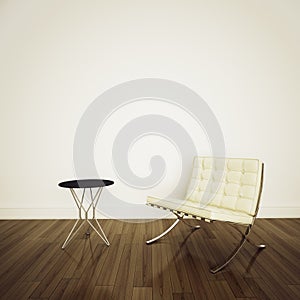 White barcelona chair in modern comfortable interi