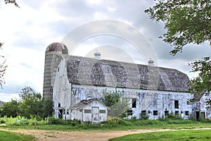 White barn and silo