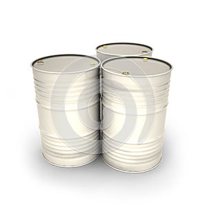 White barrels on a white background