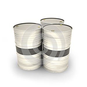 White barrels on a white background