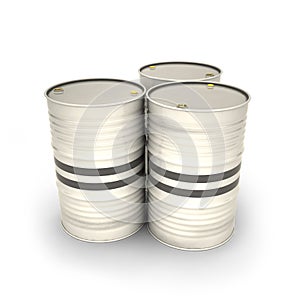 White barrels on a white background