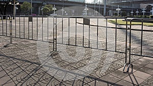 white barricade in the city image photo