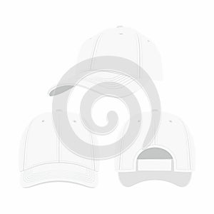 White Baseball Cap isolated on white background