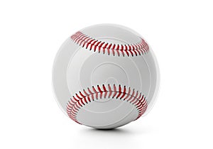 White baseball with red stitching on