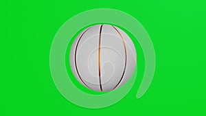 White basketball ball rotates on chromakey background.