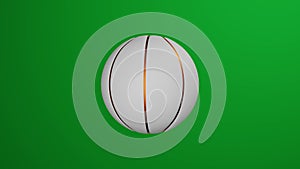 White basketball ball rotates on chromakey background.