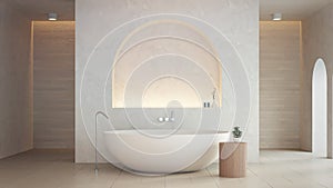 White bathroom arch modern interior  - 3D rendering