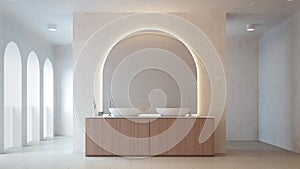 White bathroom arch modern interior  - 3D rendering