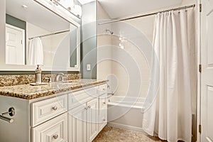 White bathroom vanity cabinet with granite top and white white b photo