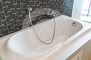 white bathtub decoration interior of bathroom