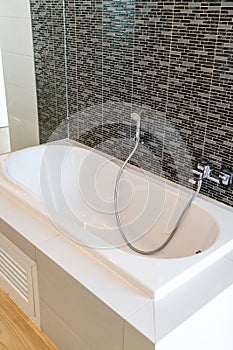 white bathtub decoration interior of bathroom