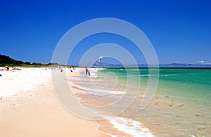 White beach, blue sky and clear sea on vacation