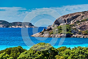 The white beach and crystal clear turquoise waters of Lucky Bay