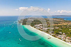 White beach on the island of Boracay, Philippines, top view