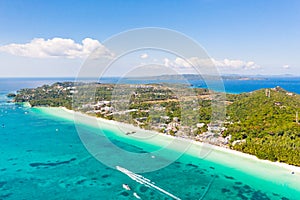 White beach on the island of Boracay, Philippines, top view