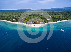 White Beach Moalboal in Cebu, Palawan, Philippines. Ocean Water and Beach.