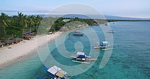 White Beach and Seashore in Moalboal, Cebu, Philippines. Beautiful Landscape with Seashore and People in Background L4
