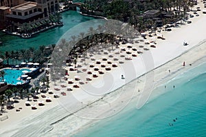 White Beach with Umbrellas