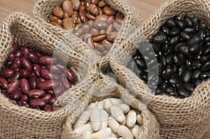 White beans, kidney beans, pinto beans and black beans.