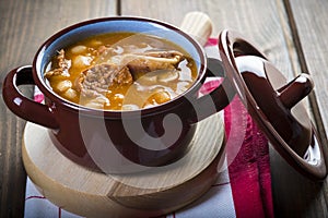White beans and pork meat stew