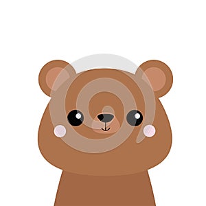 White bear face silhouette. Kawaii animal. Cute cartoon brown grizzly character. Funny baby with eyes, nose, ears. Love Greeting c