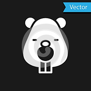 White Beaver animal icon isolated on black background. Vector