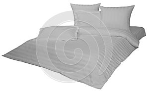 White bed linen set, satin, strip. blanking sample