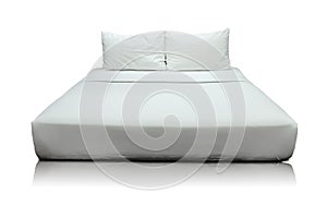 White Bedding and Pillow Isolated on White
