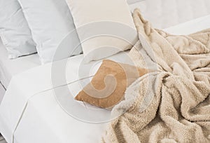 White and beige bedding