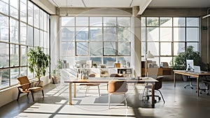 White and Beige Contrast: Industrial Chic in Minimalist Workspace