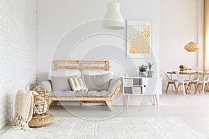 White and beige living room