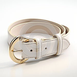 White Belt With Gold Buckle - Vray Tracing Style