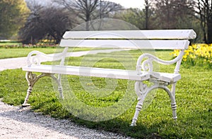 White bench in the park