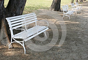 White benches