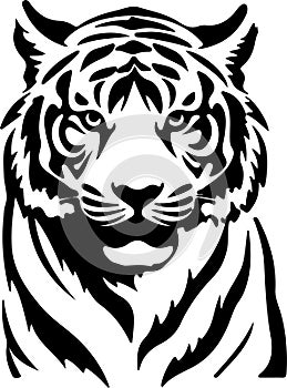 white Bengal tiger Black Silhouette Generative Ai