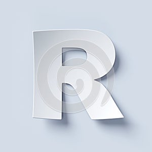 White bent paper font letter R