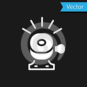 White Bicycle bell icon isolated on black background. Vector