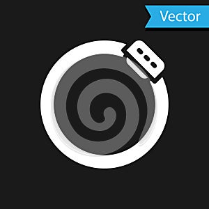 White Bicycle brake disc icon isolated on black background. Vector