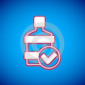 White Big bottle with clean water icon isolated on blue background. Plastic container for the cooler. Vector